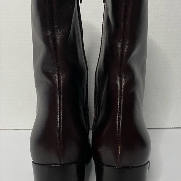 Italian leather dark brown 3 inch heel w/ half rubber sole inside zipper - Picture 5 of 5